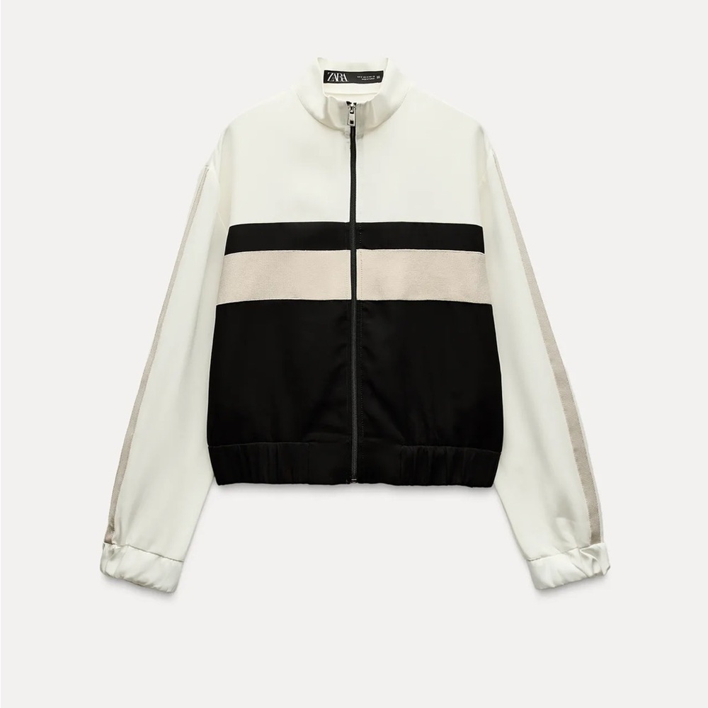 Zara Black and White Bomber Jacket